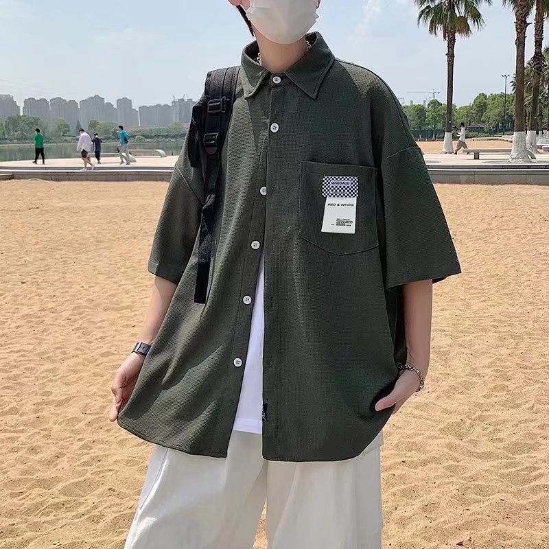 Áo Sơ Mi Ngắn Tay Dáng Rộng Thời Trang Mùa Hè Hàn Quốc Dành Cho Nam