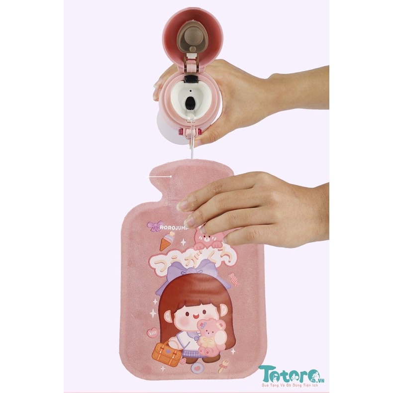 Túi chườm nóng lạnh lông mịn Hoạt hình dễ thương Giảm đau bụng kinh Hạ sốt Hổ trợ phục hồi vết thương