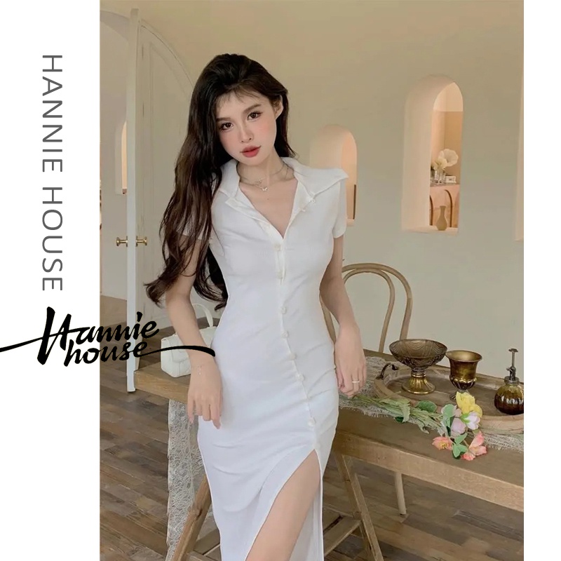 Đầm nữ cổ sơ mí dáng ôm xẻ tà quyến rũ