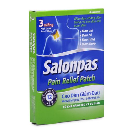 ￼Cao dán Salonpas màu da - Salonpas Pain Relief Patch (Hộp 3 - 5 miếng)