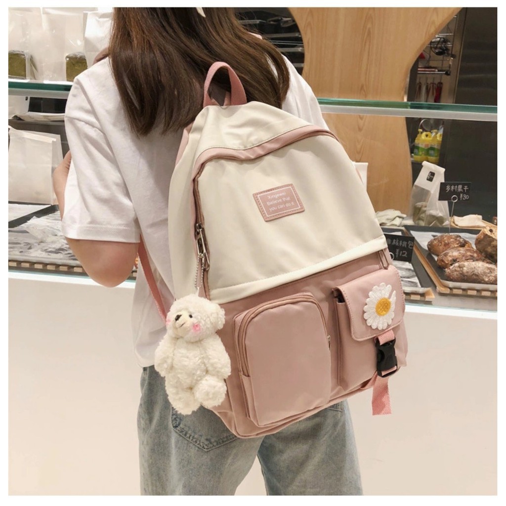 Ba lô chất dù hoa cúc pha mầu siêu đáng yêu đành cho nữ B030