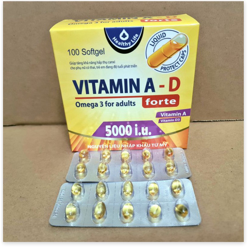 (CHÍNH HÃNG) Viên Uống Vitamin A D Bổ Sung Vitamin Giảm Nguy Cơ Khô Mắt Mỏi Mắt Còi Xương Hỗ Trợ Đẹp Da Hộp 100 Viên