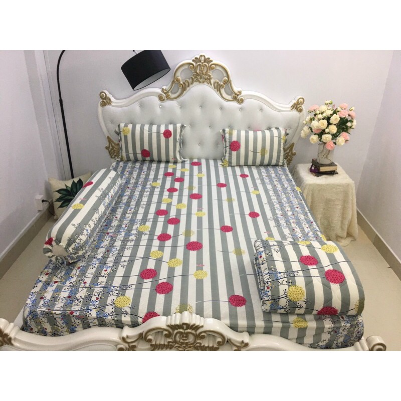 Drap thun❤️FREESHIP❤️ga thun lạnh Hàn Quốc hoa bồ công anh( 1 ga , 3 vỏ gối)