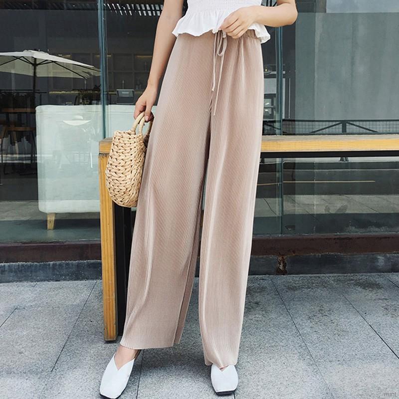 Quần ống rộng vải lụa chiffon thời trang cho nữ | BigBuy360 - bigbuy360.vn