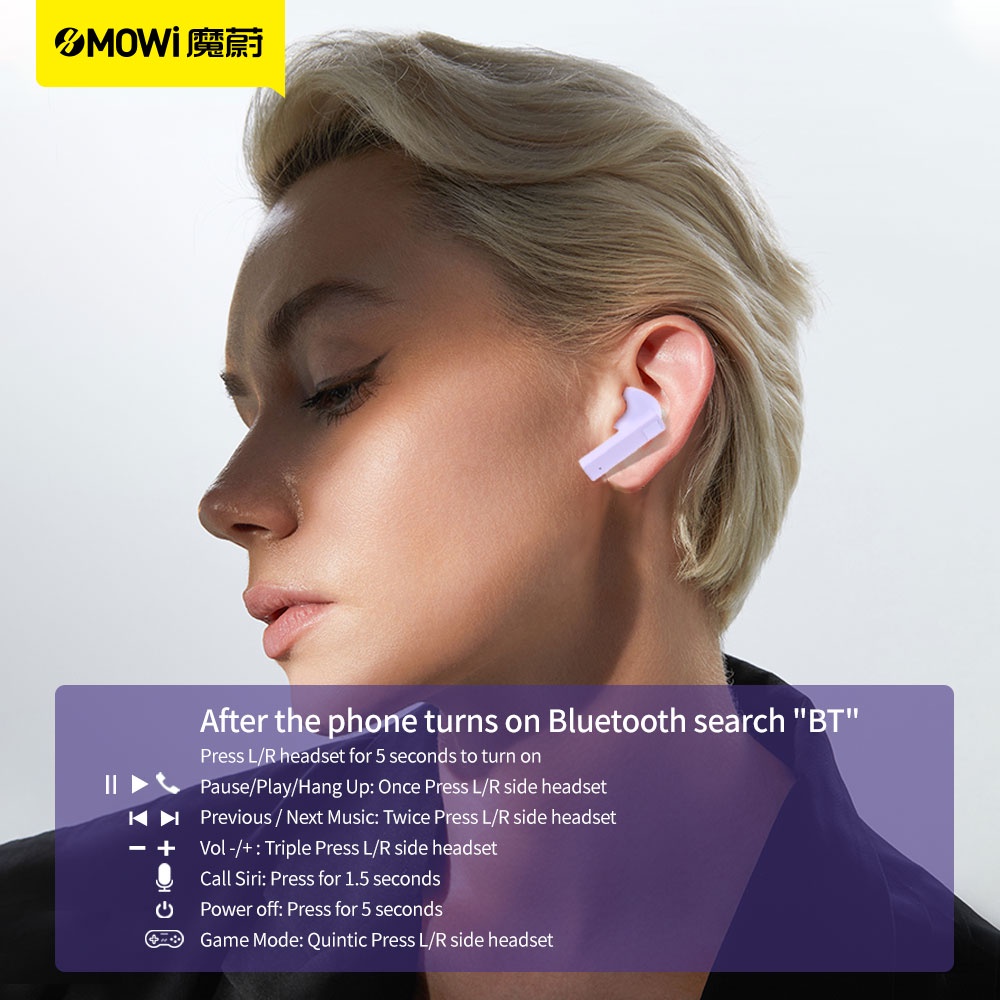 Tai nghe nhét tai không dây PLEXTONE x MOWi T2 TWS bluetooth tích hợp mi cờ rô thích hợp cho Android iOS Windows