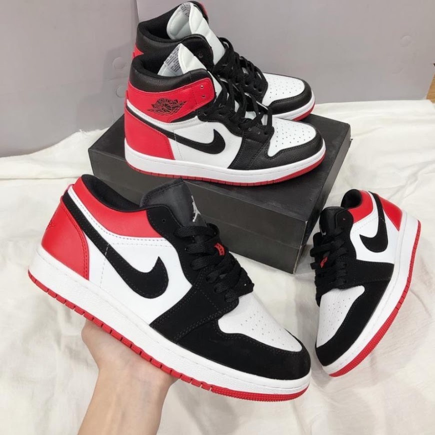 Giày thể thao air jordan 1 đỏ đen OG bred toe Cao Cổ, Thấp Cổ nam nữ - Hàng Chuẩn Full Box Bill