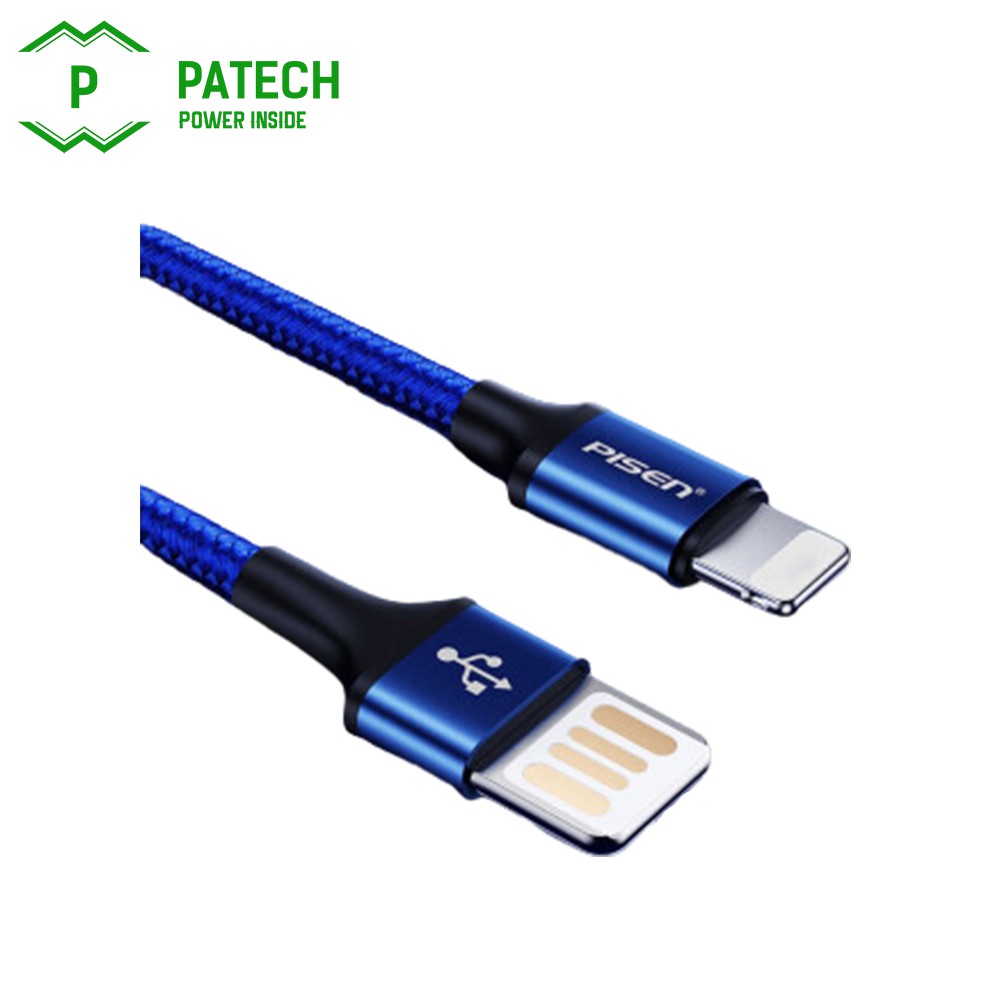 Cáp PISEN USB to L (Double Side) braided 250mm - (LS-AL07-250) - Hàng Chính Hãng