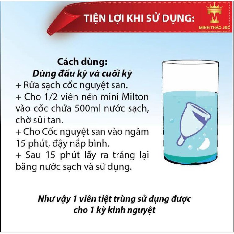 Hộp 50 viên tiệt trùng milton dùng cho cốc nguyệt san, núm ti, bình sữa