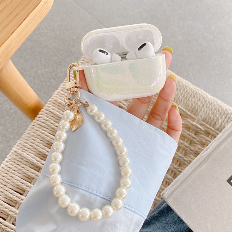 Vỏ bảo vệ hộp sạc tai nghe SPRISE mặt trang trí ngọc trai dễ thương thích hợp cho Airpods 2/ Pro