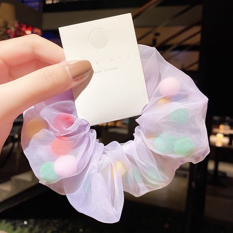 [Mã FAMARAL2 giảm 10K đơn 50K]Dây cột tóc scrunchies phối quả pom pom ulzzang