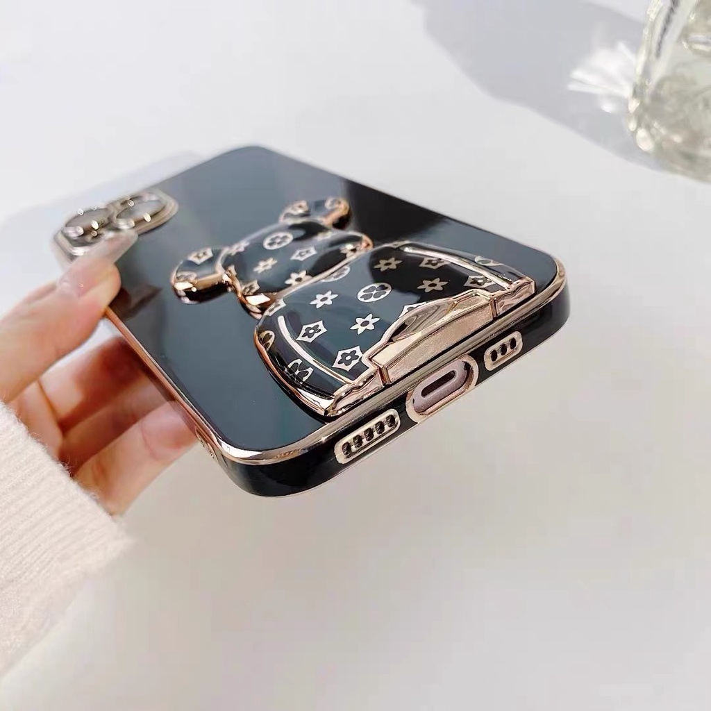Ốp Điện Thoại Mềm Mạ Điện Hình Gấu Cho Iphone 13 pro max 12 pro max 11 pro max xs max xr x 7plus