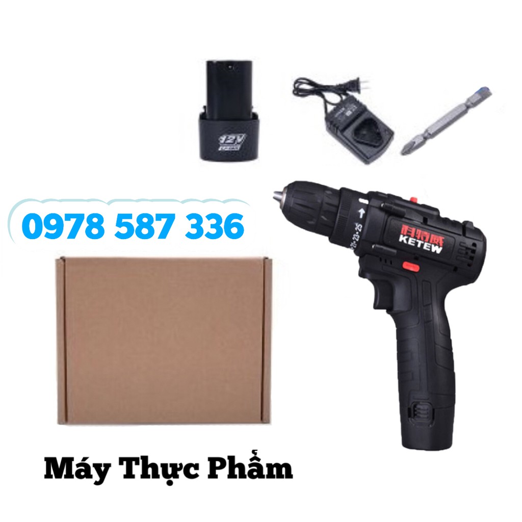 MÁY KHOAN PIN 12V KETEW MÀU ĐEN - 2 TỐC ĐỘ