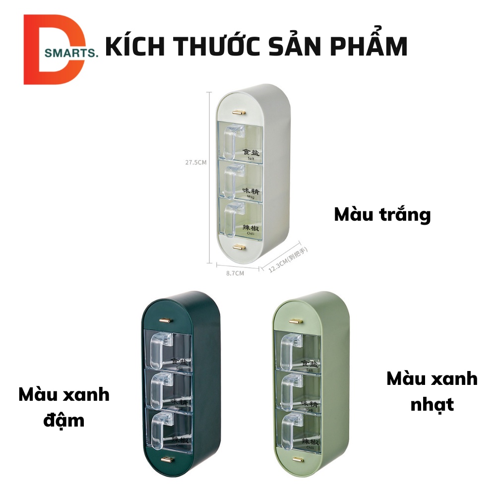 Hộp đựng gia vị nhiều ngăn treo tường tặng kèm thìa và nhãn phân loại, Kệ đựng gia vị gắn tường tiện lợi cho nhà bếp