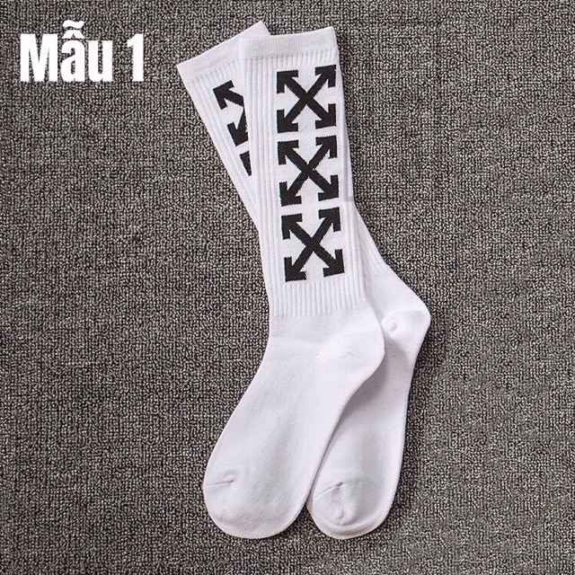 Vớ tất off white phong cách cổ cao