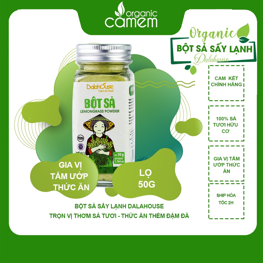 Bột gia vị sấy lạnh [Bột Ớt, Bột Gừng, Bột Sả, Bột Nghệ, Bột Tỏi] dalahouse lọ thủy tinh 50g