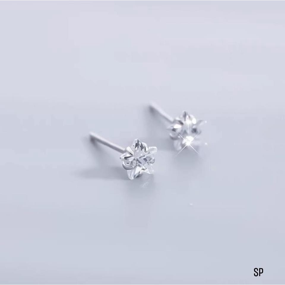 Bông tai nữ bạc thật đính đá ngôi sao may mắn - Kho sỉ bạc Nhất Linh