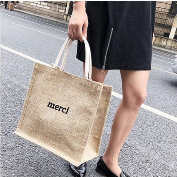 Túi cói đi biển Merci hàng QC cao cấp.