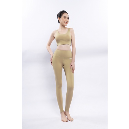 Bộ Đồ Tập Gym Yoga Livan Soft Lavish Màu Kaki Tặng Kèm Mút Ngực Cao Cấp