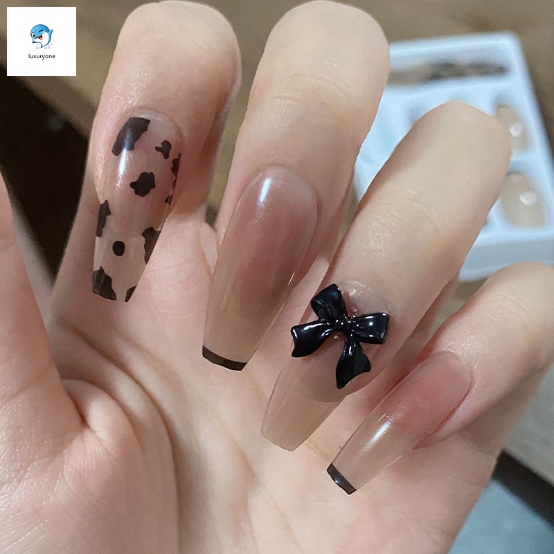 [Hàng mới về] Set 24 móng tay giả có nơ r141 r169 r200 r260 làm đẹp cho nữ