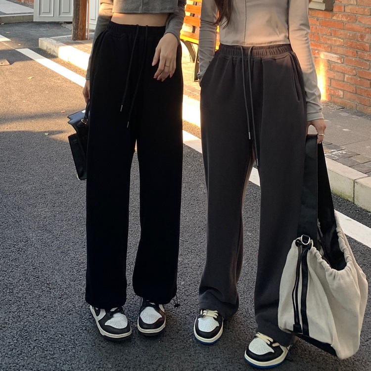 Welove1 Quần thể thao ống rộng lưng cao phong cách Hàn Quốc dành cho nữ