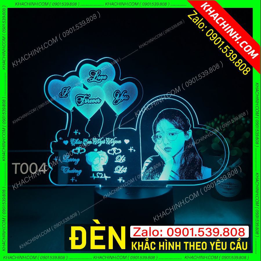 Đèn khắc hình - ảnh người mẫu tặng đám cưới  (T004-V) - Thiết kế theo yêu cầu - Quà tặng bạn gái , ...