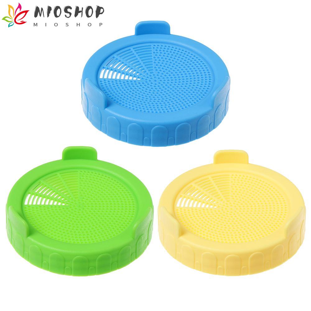 MIOSHOP 4/2/1pcs Garden Supplies Sprouting Lid For 86mm Mason Jar Strainer Mesh Sprout Cover Seed Growing Germination Wide Mouth Tool Nursery Trays Plastic Sealing Ring Lid/Multicolor