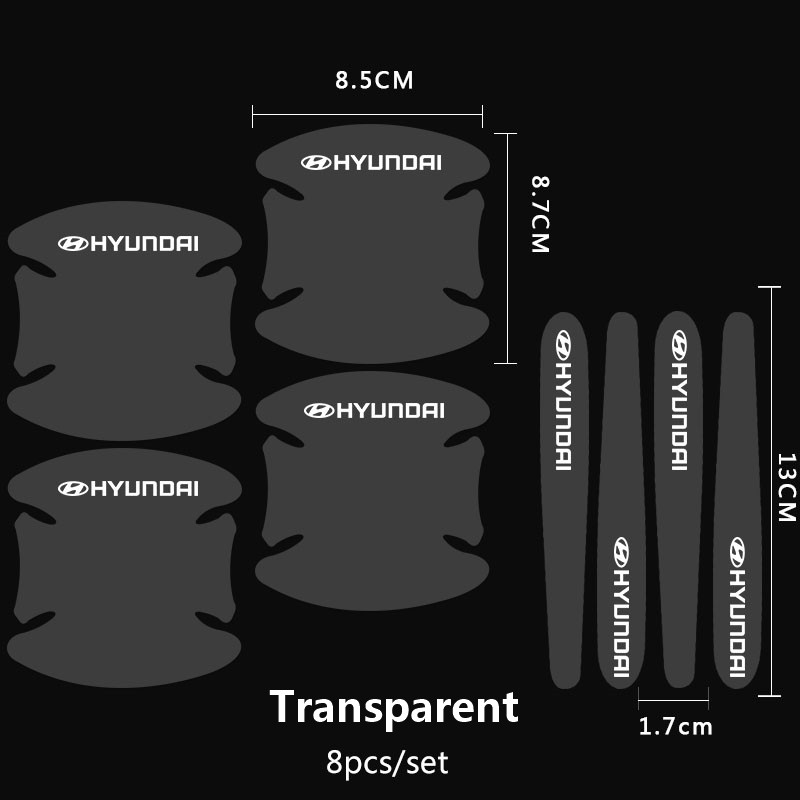 Bộ 8 miếng dán bảo vệ tay nắm cửa xe hơi hyundai tucson i30 kona santafe loniq i20 ix35