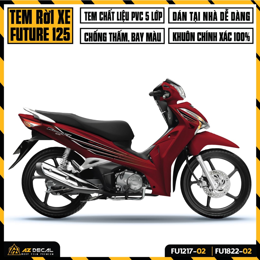 Tem Rời Future 125 Cao Cấp Dễ Dán | FU-02 | Tem Xe Future Fi 2012 - 2022 Chất Liệu Decal Chống Nước, Chống Phai Màu