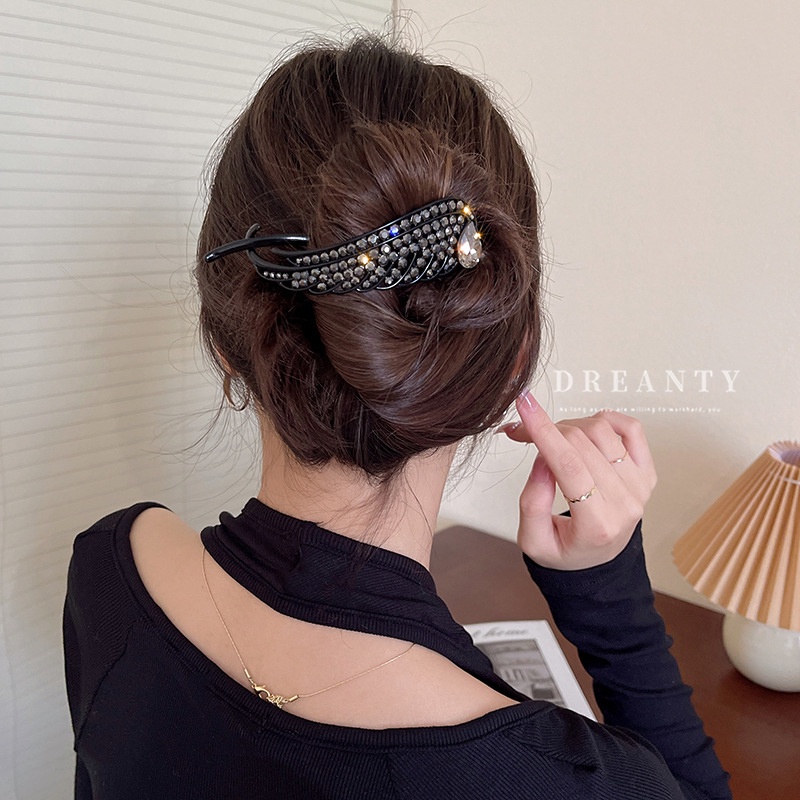 Kẹp Tóc Hình Cánh Thiên Thần Bằng Kim Loại Đính Kim Cương Nhân Tạo Thời Trang Cho Nữ