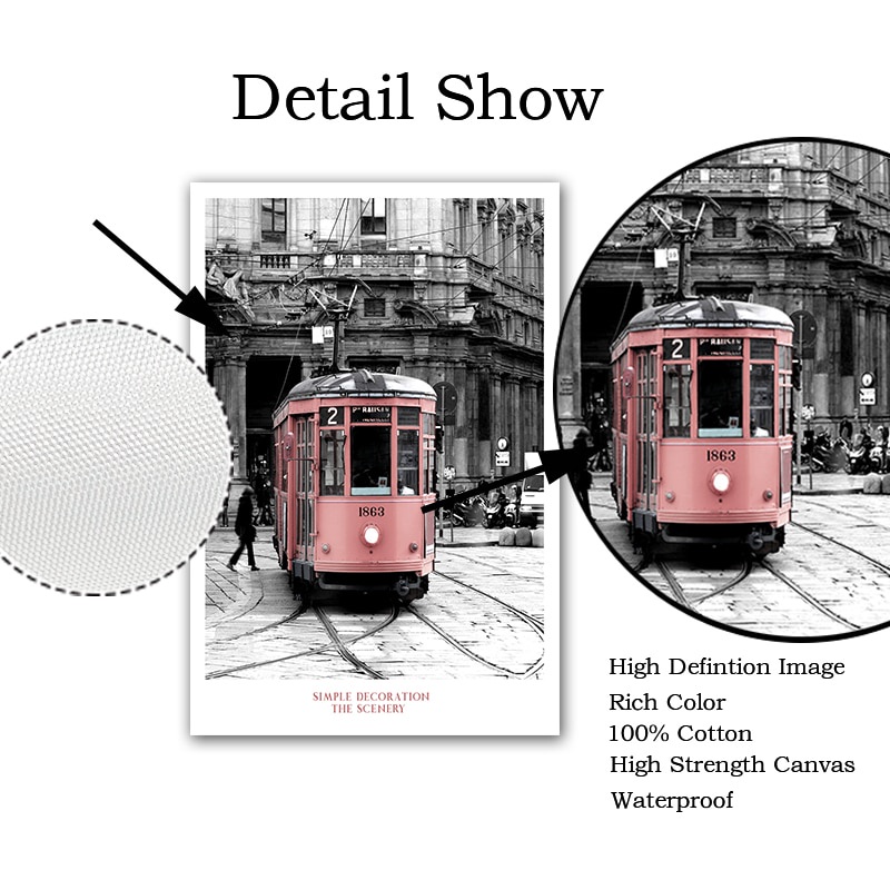 Mới Tranh Vải Bạt In Hình Xe Buýt New York Phong Cách Bắc Âu Trang Trí Phòng Khách Không Kèm Khung