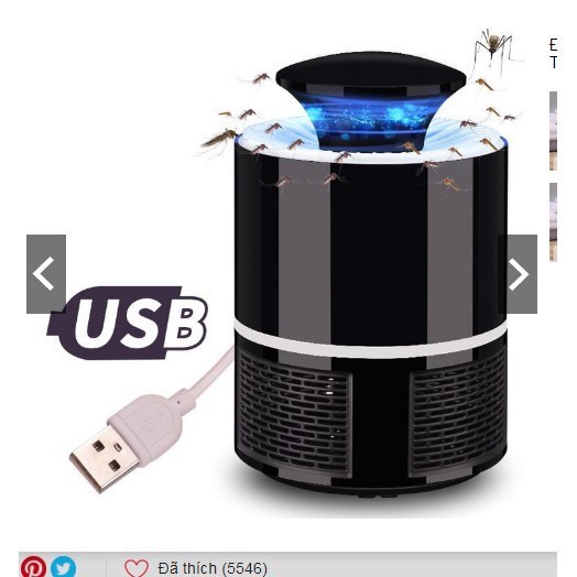 Đèn bắt muỗi diệt côn trùng thông minh, máy hút muỗi hình trụ bóng đèn ngủ mini cắm usb, cây đèn led quạt vợt hút muỗi