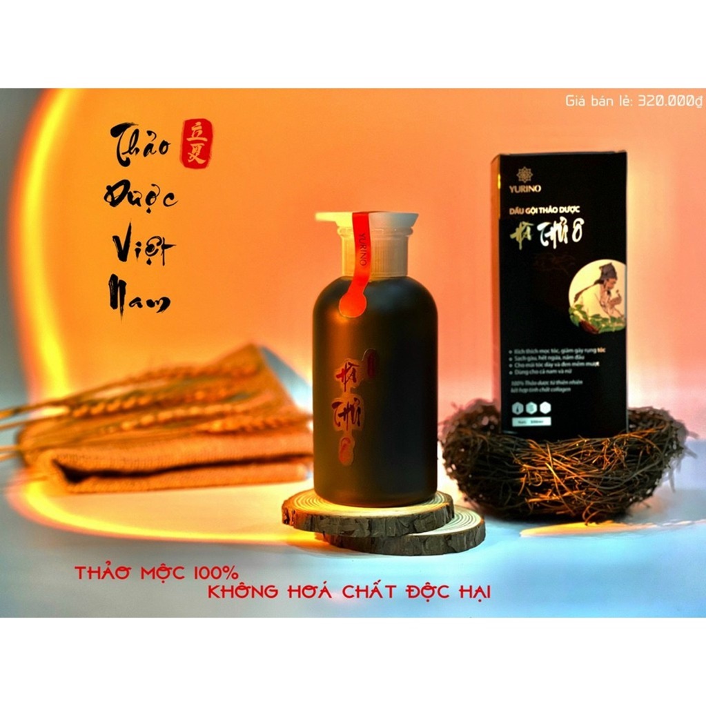 Dầu Gội Thảo Dược Hà Thủ Ô YURINO 300ml Đen Tóc - Giúp Mọc Tóc - Chống Rụng Tóc - COCHI562