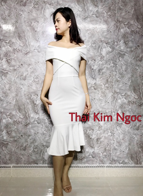 Đầm dự tiệc dáng ôm body bẹt vai đắp chéo đuôi cá kèm ảnh thật | BigBuy360 - bigbuy360.vn