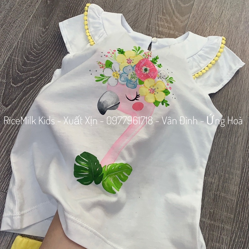 Bộ cotton mayoral hình hạc màu vàng xuất xịn