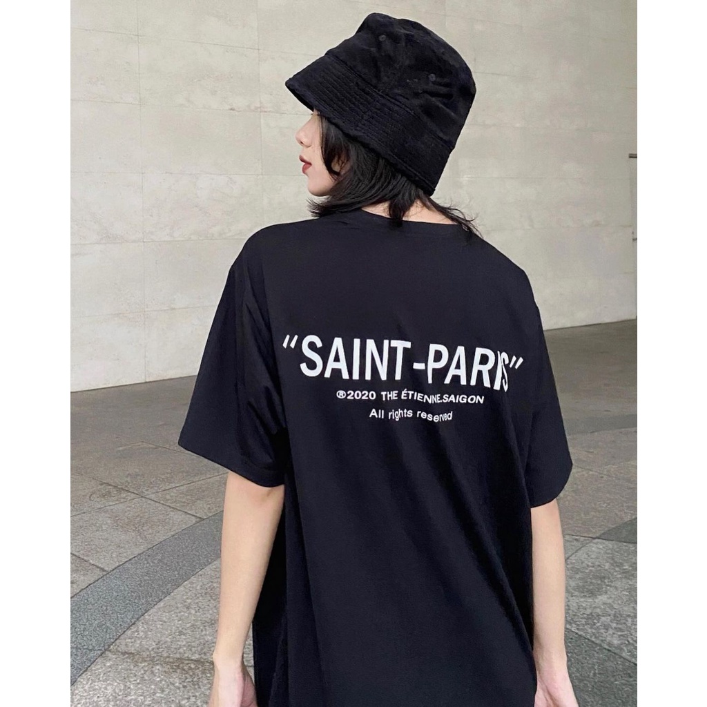 Áo thun nữ BLACKDOKI-SAINT PARIS , áo phông unisex form rộng oversize tay lỡ cá tính chất cotton dày dặn | BigBuy360 - bigbuy360.vn