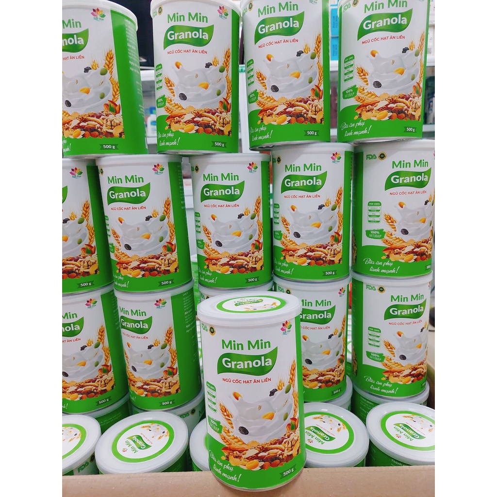 Ngũ cốc Granola Min Min ăn liền, nguyên hạt nhiều dinh dưỡng,sấy máy giòn thơm chuẩnOrganic