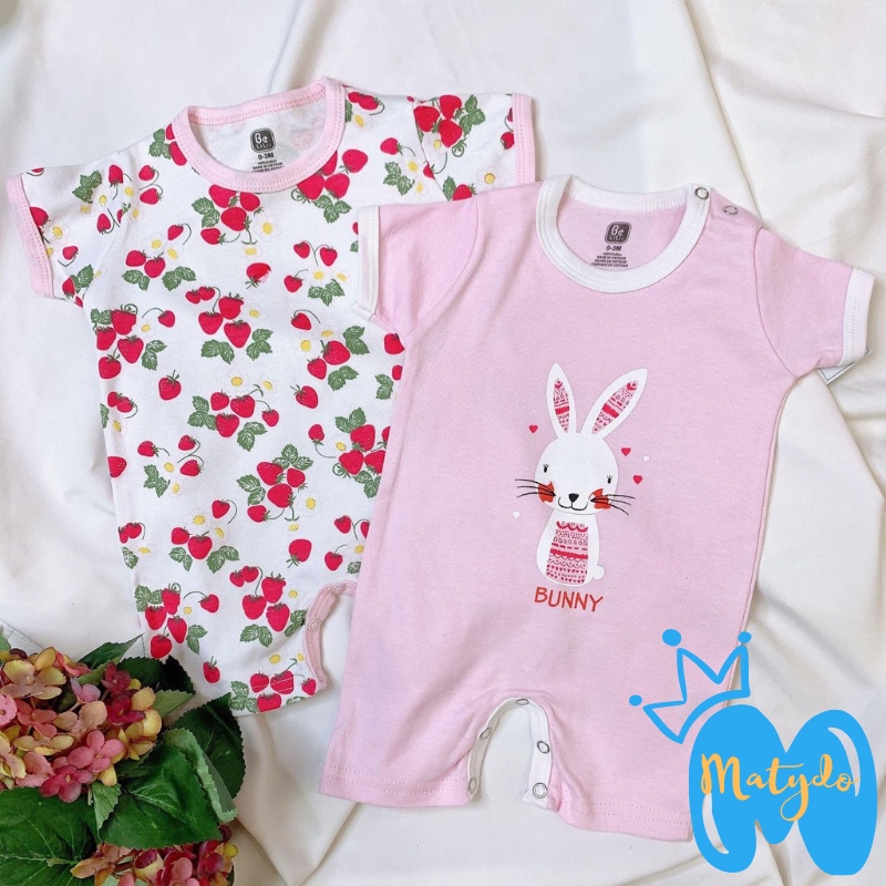 Bộ đồ liền thân đùi cộc tay mẫu Cừu hồng chất cotton giá rẻ hình đáng yêu body cho bé trai bé gái từ 0 đến 12 tháng
