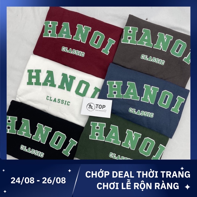 Áo phông 3158 quảng châu Hanoi chữ nổi,áo thun nữ form rộng tay lỡ
