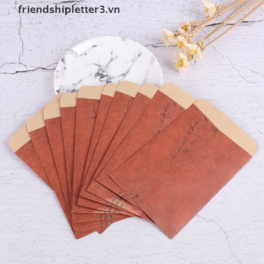 Set 10 Phong Bì Giấy kraft In Họa Tiết Phong Cách retro Phương Tây
