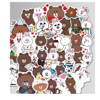 Sticker gấu brow thỏ line 30-50 cái dễ thương /Sticker thỏ cute dễ thương đáng yêu