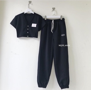 ☀️Set Bộ Quần Spun + Croptop Nút