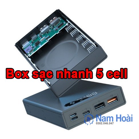 Box sạc dự phòng 5 cell sạc nhanh QC 3.0