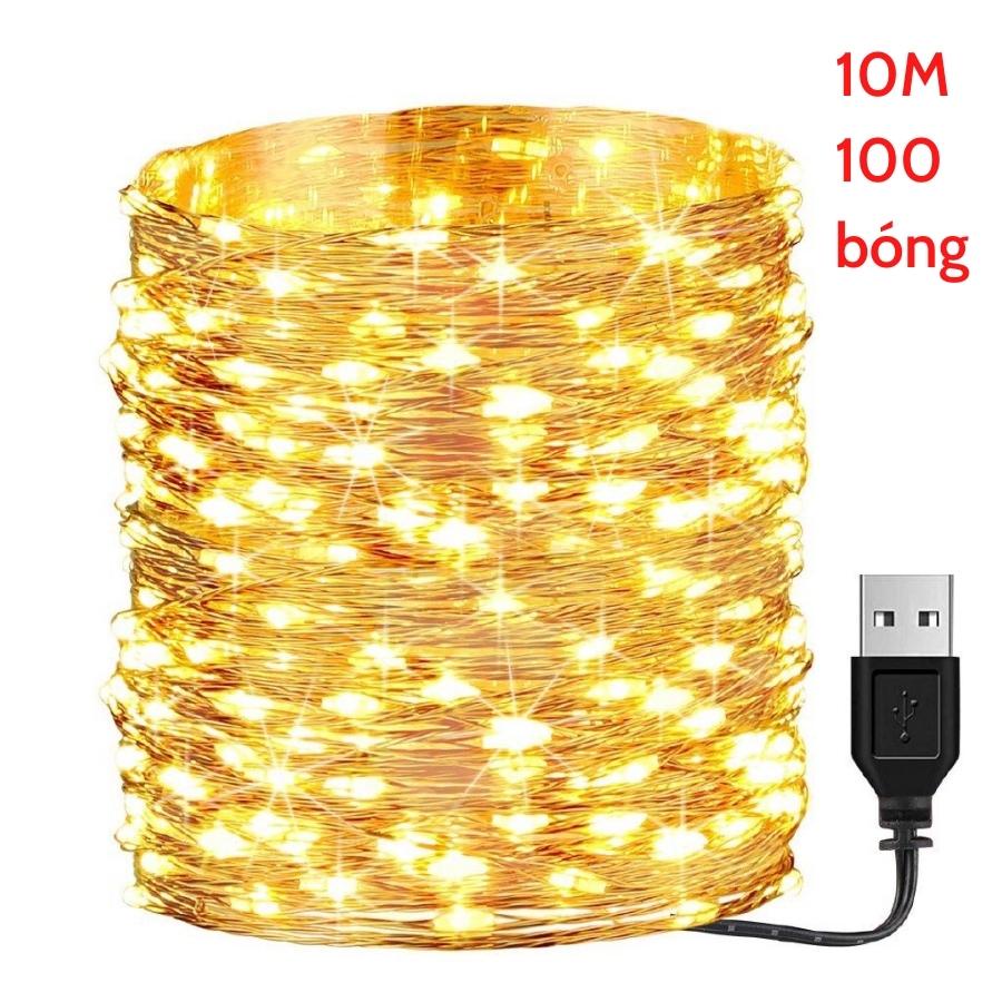 Đèn led đom đóm USB 10M 100 Bóng Fairy Light Trang Trí Quấn Cây Đào Quất Sân Vườn QD03-QUANDECOR