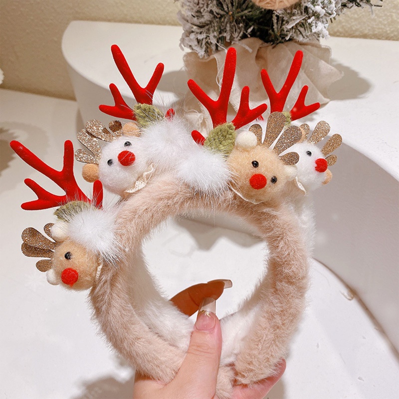 Giá Đỡ Băng Đô Rửa Mặt / Trang Điểm Họa Tiết Sừng Tuần Lộc Giáng Sinh Dành Cho