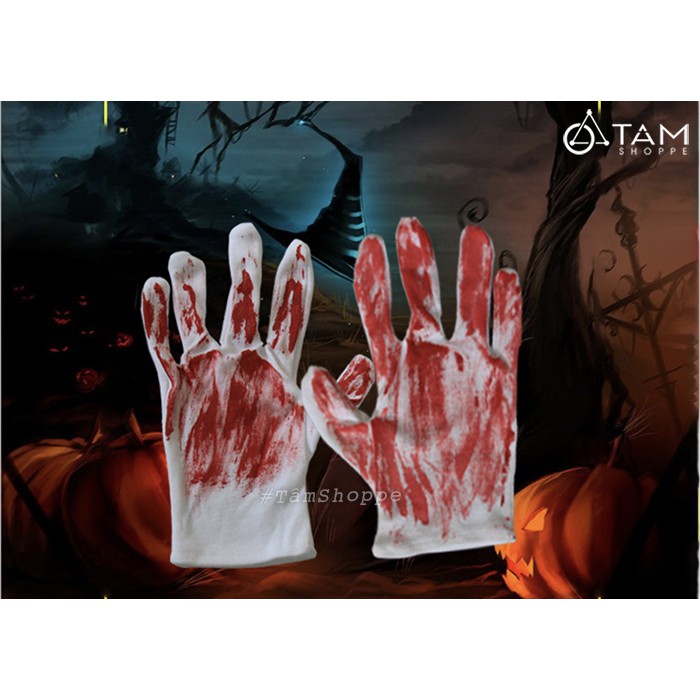 Cặp 02 cái găng tay dính máu hóa trang Halloween