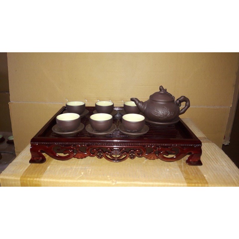 [FREE SHIP] Khay trà giả gỗ đựng ấm chén MINH HẢI.Kiểu sập lan to 42*32*6cm.hàng VIỆT NAM chất lượng cao (BAO CHẤT)