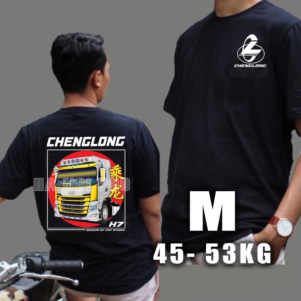 Áo thun xe tải Chenglong H7, Áo xe tải chất cotton mát, Logo Đẹp chống nhiễm màu, Áo thun mát