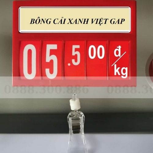 Bảng giá thay đổi số sử dụng tại quầy thực phẩm sống, hải sản,quầy rau củ quả màu đỏ và đen kt 12 x 8.5cm