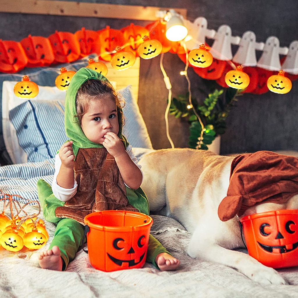 Dây Đèn LED 20 Bóng Hình Bí Ngô Trang Trí Halloween