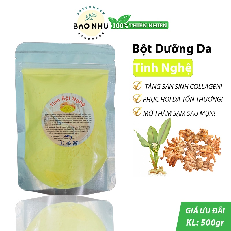 Tinh Bột Nghệ Handmade - Da trắng hồng, sạch thâm mụn.